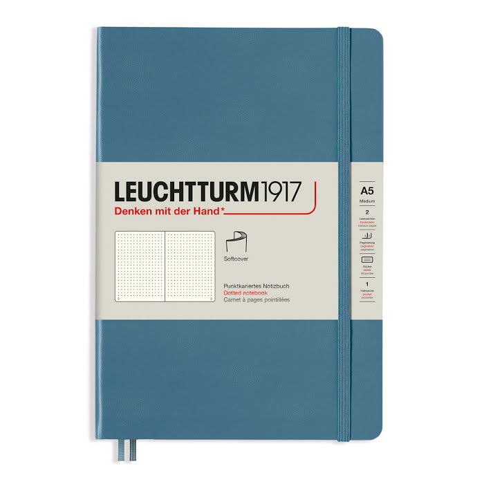 Läs mer om Leuchtturm1917 Notebook A5 Soft Cover Stone Blue Dotted