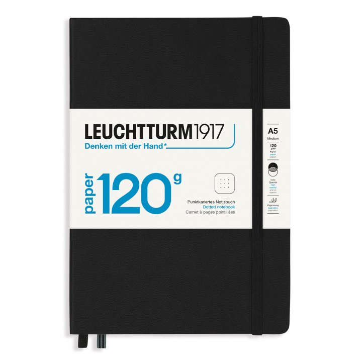 Läs mer om Leuchtturm1917 Notebook A5 120g Black Dotted