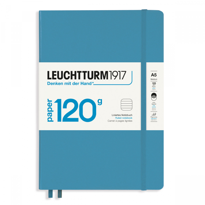 Läs mer om Leuchtturm1917 Notebook A5 120g Nordic Blue Ruled