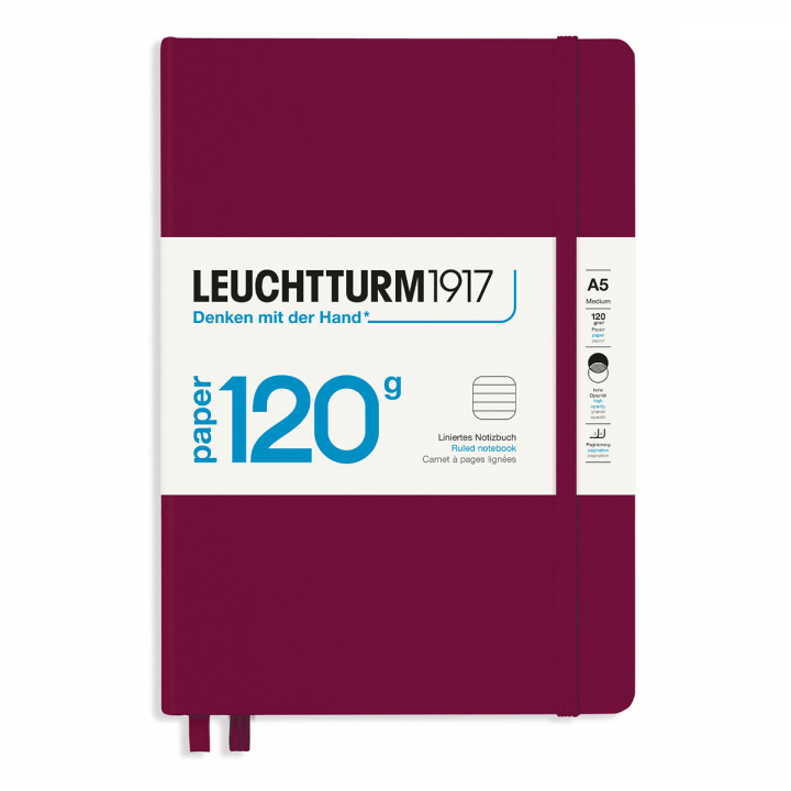 Läs mer om Leuchtturm1917 Notebook A5 120g Port Red Dotted