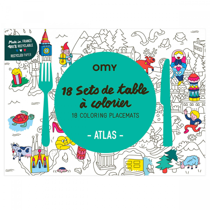 Coloring Placemats Atlas i gruppen Kids / Barnpyssel och kreativitet / Målar- och pysselböcker hos Pen Store (125522)