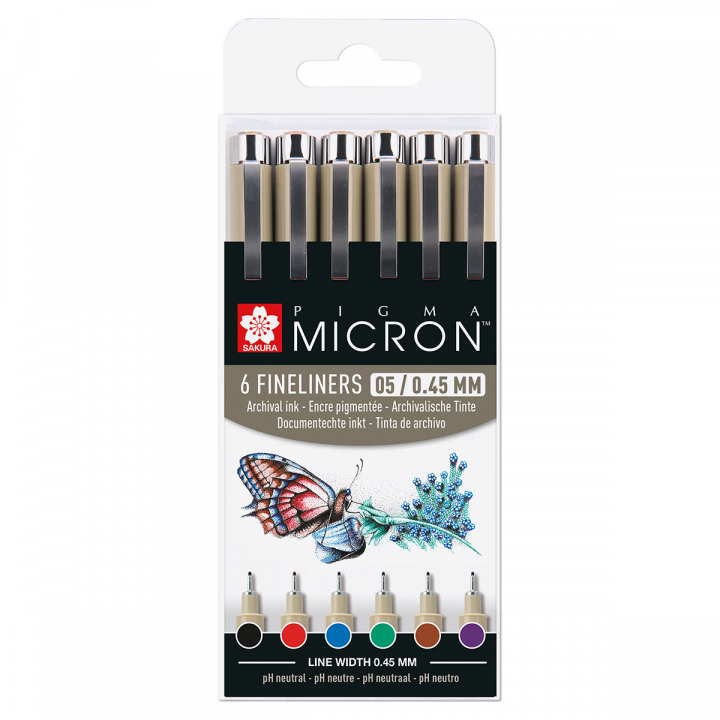 Pigma Micron Fineliner 6-set 05 Basic Colours i gruppen Pennor / Skriva / Fineliners hos Pen Store (125576)