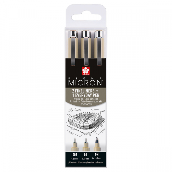 Pigma Micron Fineliners 3-pack Tunn i gruppen Pennor / Skriva / Fineliners hos Pen Store (125578)
