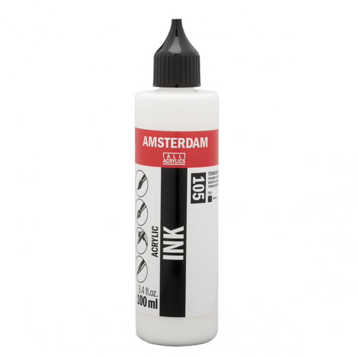 Akryl Ink 100 ml Titanium White i gruppen Konstnärsmaterial / Färger / Akrylfärg hos Voorcrea (125675)