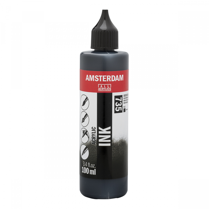 Akryl Ink 100 ml Oxide Black i gruppen Konstnärsmaterial / Färger / Akrylfärg hos Voorcrea (125676)