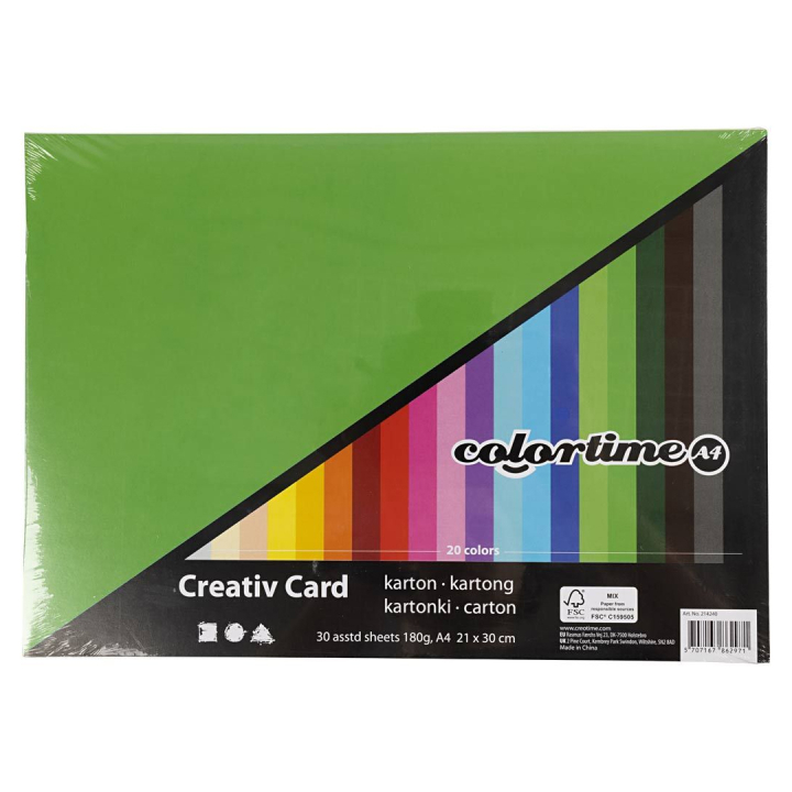 Färgat papper basic A4 180 g i gruppen Kids / Barnpyssel och kreativitet / Pysselpapper och ritblock / Färgat papper för barn hos Pen Store (126470)