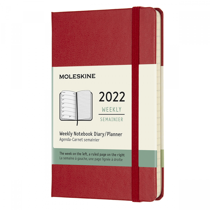 Kalender 2022 Weekly Hard Cover Note Pocket Red i gruppen Papper & Block / Kalendrar och almanackor / 12-månaderskalendrar hos Pen Store (126680)