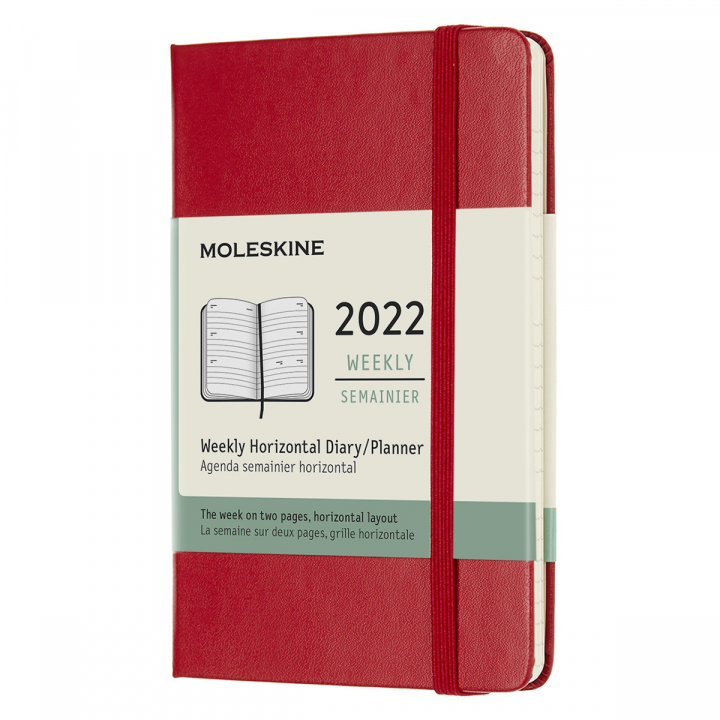 Kalender 2022 Weekly Hard Cover Horizontal Pocket Red i gruppen Papper & Block / Kalendrar och almanackor / 12-månaderskalendrar hos Pen Store (126693)