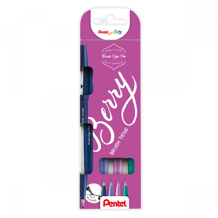 Fude Touch Sign Pen 4-set Berry i gruppen Skapande & Hobby / Kalligrafi / Letteringset hos Pen Store (126978)