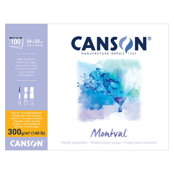 Läs mer om Canson Montval Akvarellblock 24x32 300g Maxi Pack