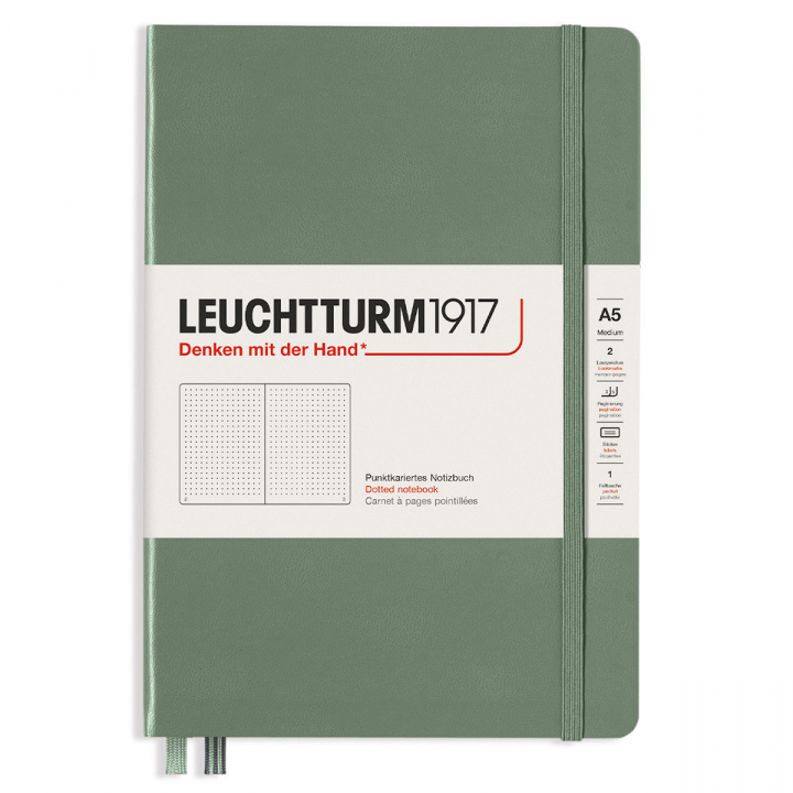 Läs mer om Leuchtturm1917 Notebook A5 Soft Cover Olive Dotted