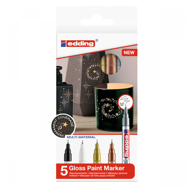 Gloss Paint Marker Extra-Fine 5-set Metallic i gruppen Pennor / Märkning och kontor / Märkpennor hos Pen Store (127402)