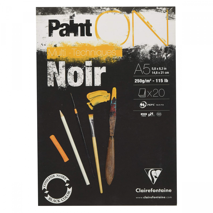 Läs mer om Clairefontaine PaintON Konstnärsblock Black Noir A5