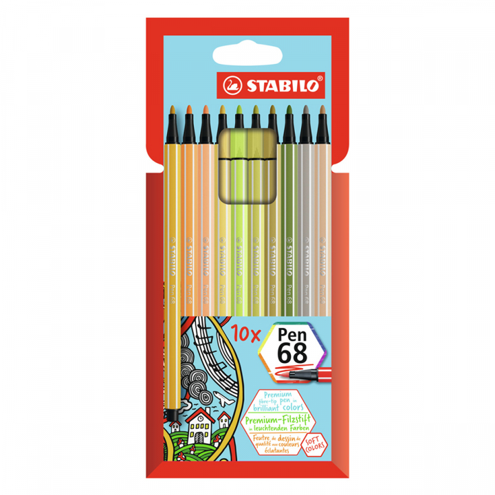 Läs mer om Stabilo Pen 68 Fiberpenna 10-pack Trend