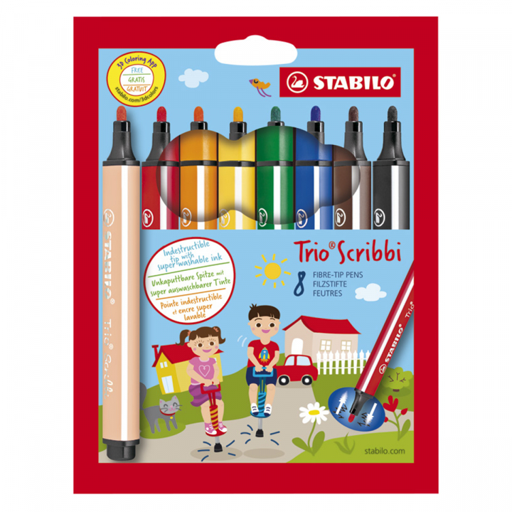 Trio Scribbi Tuschpennor 8-pack i gruppen Kids / Barnpennor / Tuschpennor för barn hos Pen Store (127797)