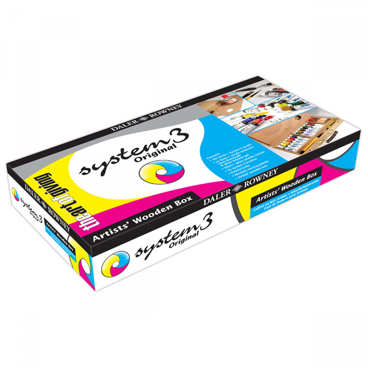 System3 Akrylfärgsset i trälåda 18 delar i gruppen Konstnärsmaterial / Färger / Akrylfärg hos Pen Store (127835)