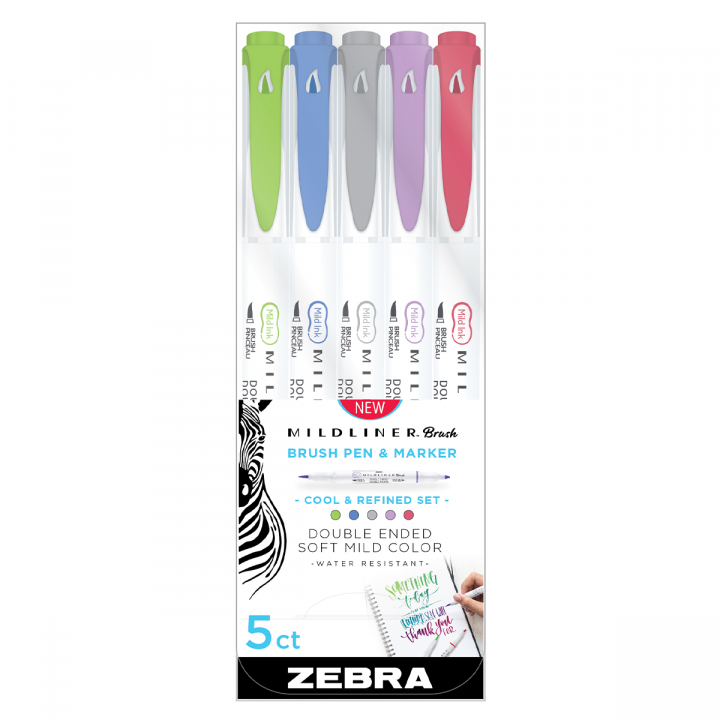 Läs mer om Zebra Mildliner Brush 5-pack Cool & Refined