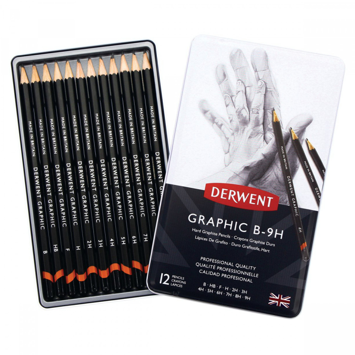 Graphic Blyerts 12-set B-9H i gruppen Konstnärsmaterial / Kritor och blyerts / Grafit och blyerts hos Pen Store (128166)
