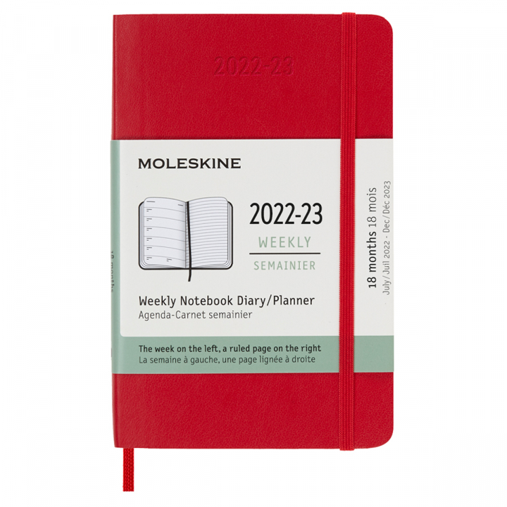 18M WeekNote Kalender Soft Cover Pocket Röd i gruppen Papper & Block / Kalendrar och almanackor / 18-månaderskalendrar hos Pen Store (128231)