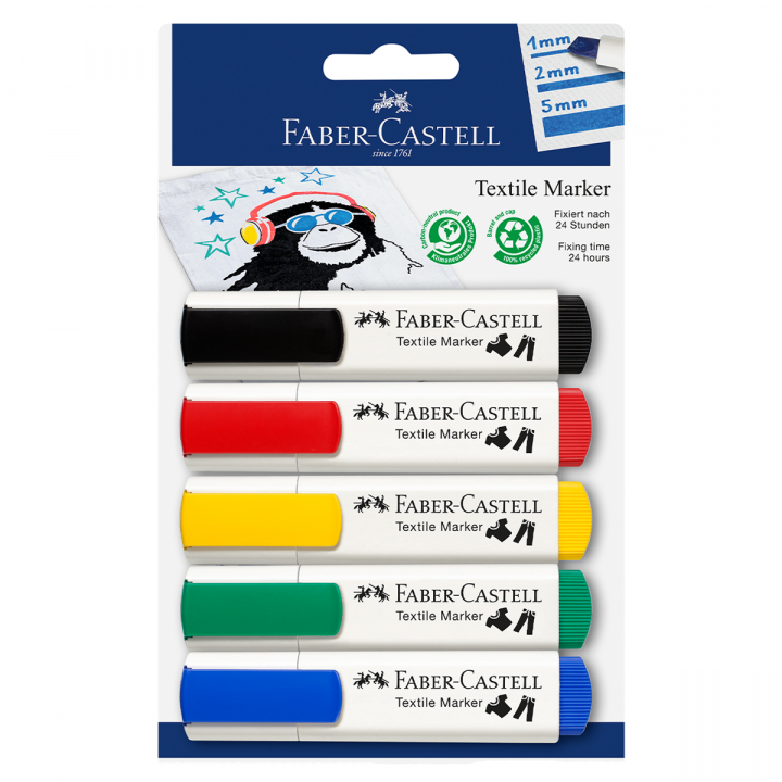 Läs mer om Faber-Castell Textilmarker Basic 5-set