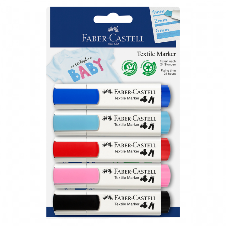 Läs mer om Faber-Castell Textilmarker Pastel 5-set