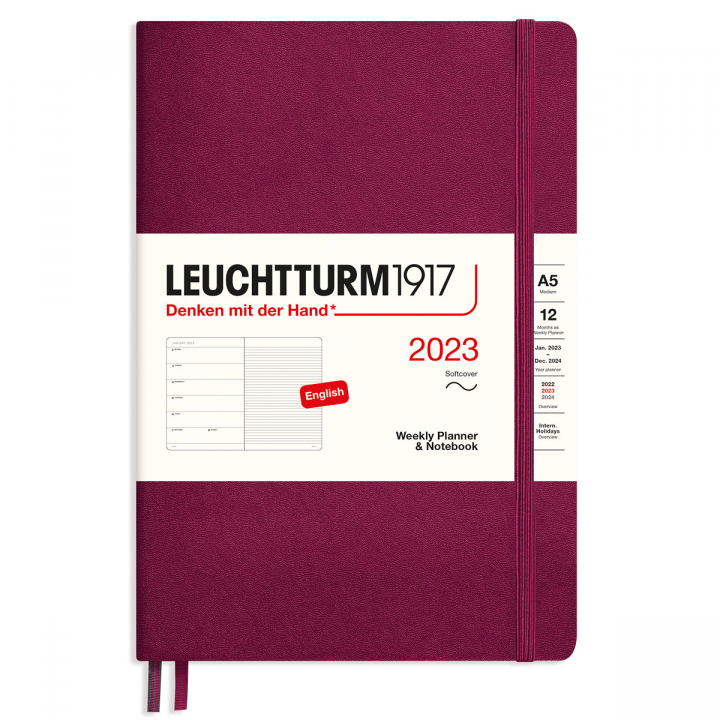 Kalender 2023 Weekly Notebook Softcover A5 Port Red i gruppen Papper & Block / Kalendrar och almanackor / 12-månaderskalendrar hos Pen Store (128414)