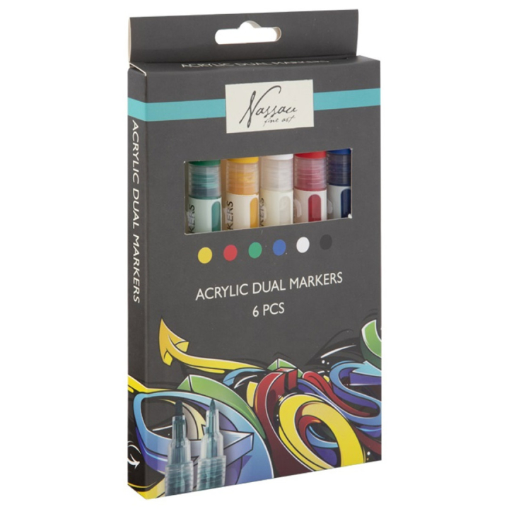 Akrylmarker dual-tip 6-set i gruppen Pennor / Konstnärspennor / Tuschpennor hos Pen Store (128521)