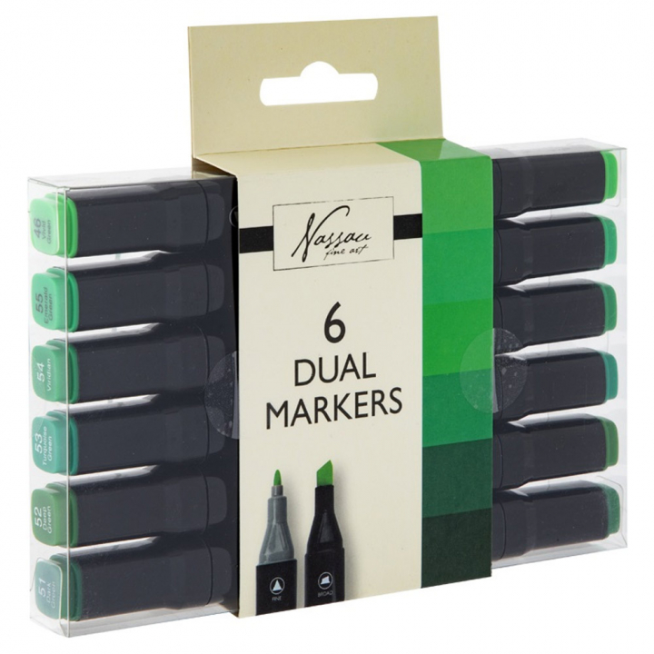 Dual-tip Marker 6-set Gröna i gruppen Pennor / Konstnärspennor / Tuschpennor hos Pen Store (128523)