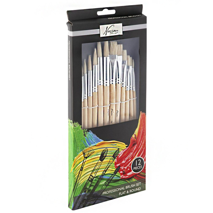 Svinborstpenslar 12-set i gruppen Konstnärsmaterial / Penslar / Penselset hos Pen Store (128556)