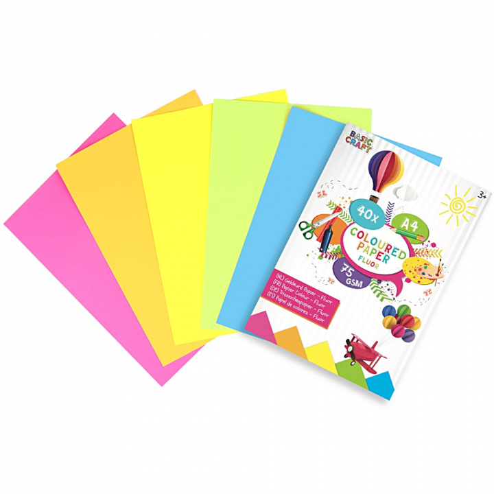 Fluorescerande papper A4 40-pack i gruppen Kids / Barnpyssel och kreativitet / Pysselpapper och ritblock hos Pen Store (128568)