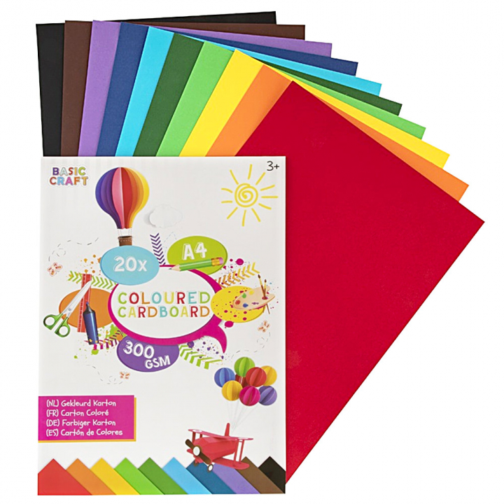 Färgad Kartong 300g A4 20-pack i gruppen Kids / Barnpyssel och kreativitet / Pysselpapper och ritblock hos Pen Store (128572)