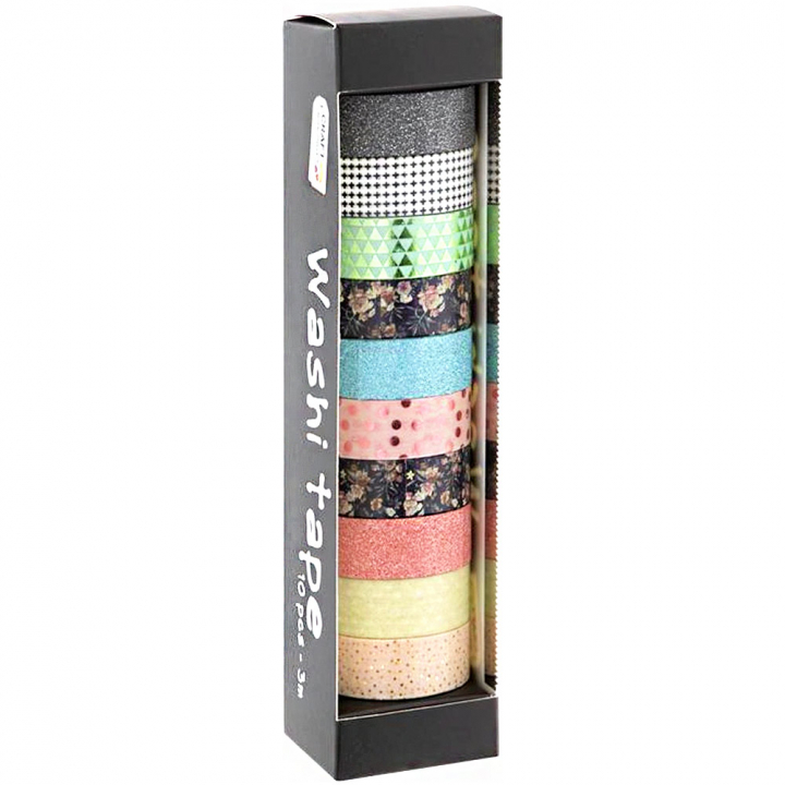 Washi-tejp 10-pack Foil & Glitter #1 i gruppen Skapande & Hobby / Hobbytillbehör / Tejp hos Pen Store (128584)
