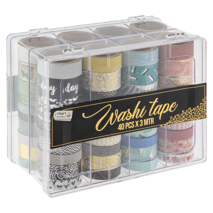 Washi-tejp 40-pack + förvaringslåda i gruppen Skapande & Hobby / Hobbytillbehör / Tejp hos Pen Store (128586)