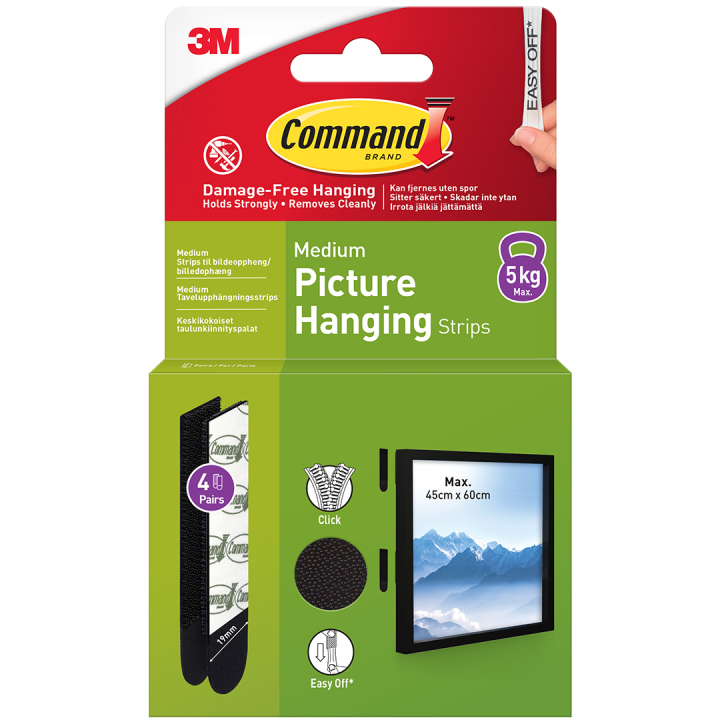 Command Tavelupphängning Strips Medium Svart i gruppen Skapande & Hobby / Organisera / Ramar / Tavelupphängning hos Pen Store (128608)