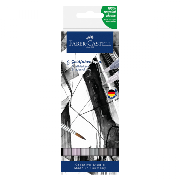 Läs mer om Faber-Castell Goldfaber Aqua Dual Marker 6-set Shades of Grey