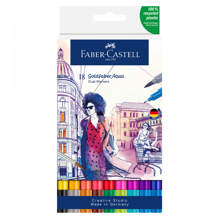 Läs mer om Faber-Castell Goldfaber Aqua Dual Marker 18-set