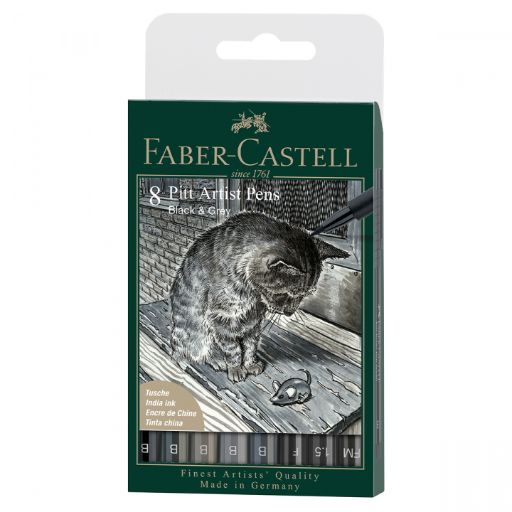 Läs mer om Faber-Castell PITT Artist 8-pack Grey & Black
