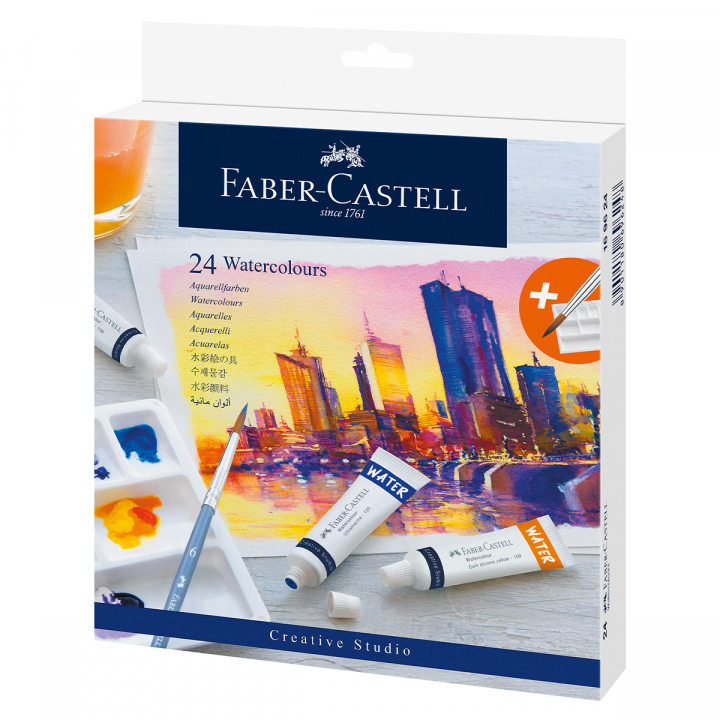 Läs mer om Faber-Castell Akvarellset 24x9 ml + palett