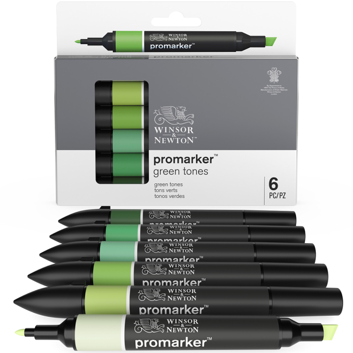 Promarker 6-set Green Tones i gruppen Pennor / Konstnärspennor / Illustrationsmarkers hos Pen Store (128777)