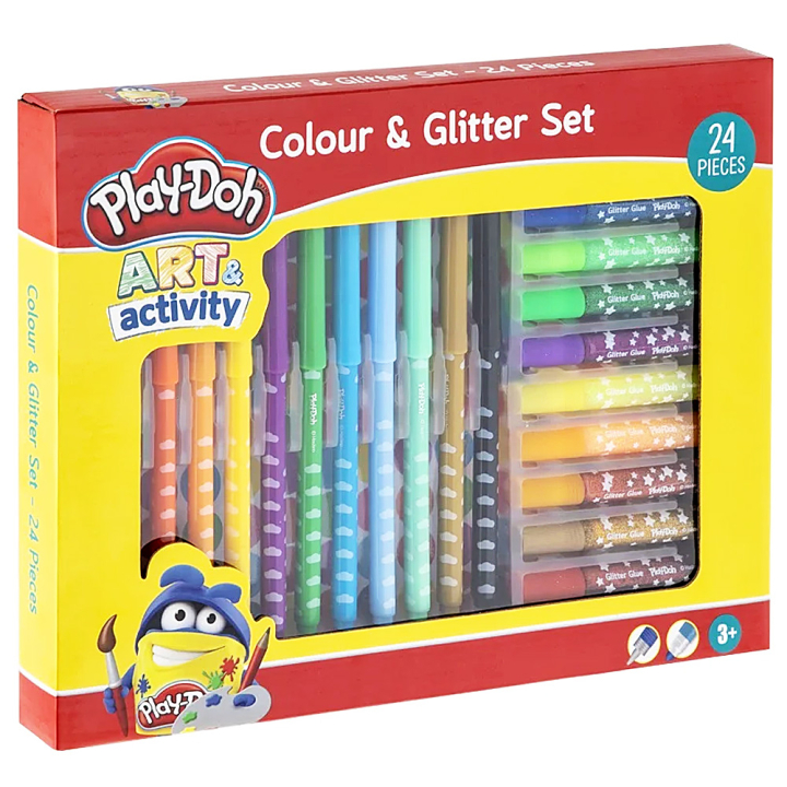 Läs mer om Play-Doh Färgläggning & Glitter 24-set