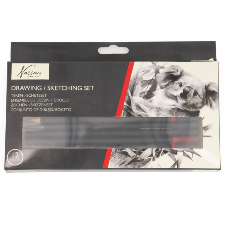 Skissa & Teckna 12-set i gruppen Konstnärsmaterial / Kritor och blyerts / Kolpennor och ritkol hos Pen Store (129354)