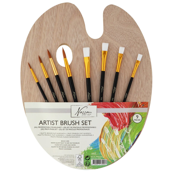 Penslar 8-set + Träpalett i gruppen Konstnärsmaterial / Ateljé / Paletter hos Pen Store (129368)