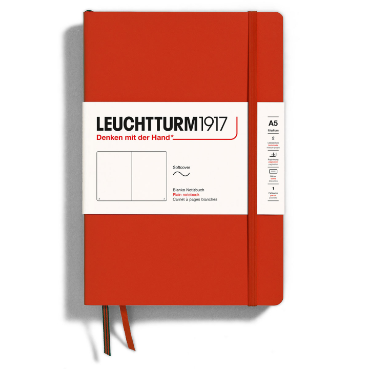 Läs mer om Leuchtturm1917 Notebook A5 Softcover Fox Red Olinjerad