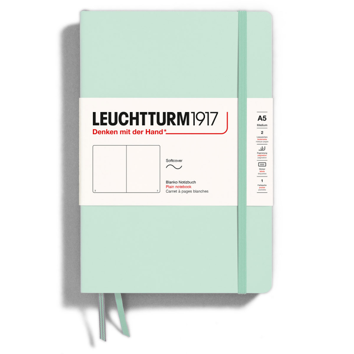 Läs mer om Leuchtturm1917 Notebook A5 Softcover Mint Green Dotted