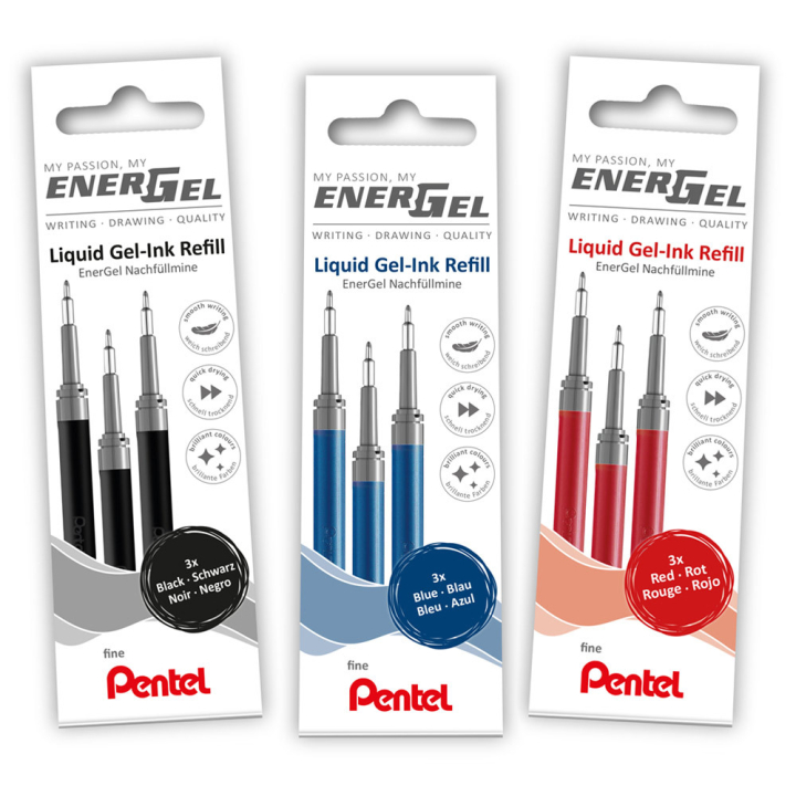 Läs mer om Pentel Refill Energel 3-pack 0.5 Blå