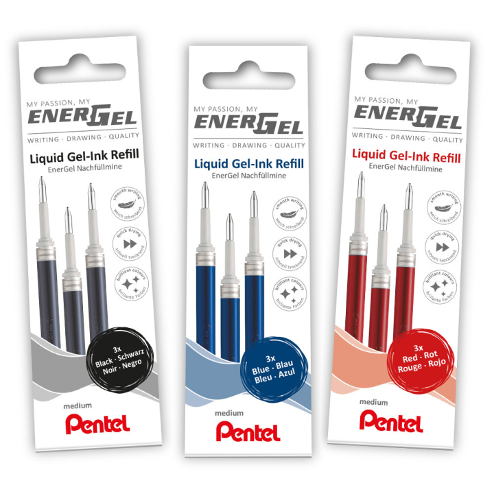 Läs mer om Pentel Refill Energel 3-pack 0.7 Blå
