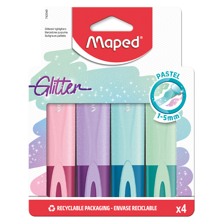 Läs mer om Maped Glittriga överstrykningspennor Pastell 4-pack