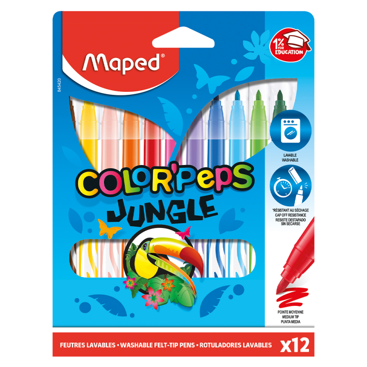 Läs mer om Maped Colorpeps Tuschpennor Jungle 12-pack