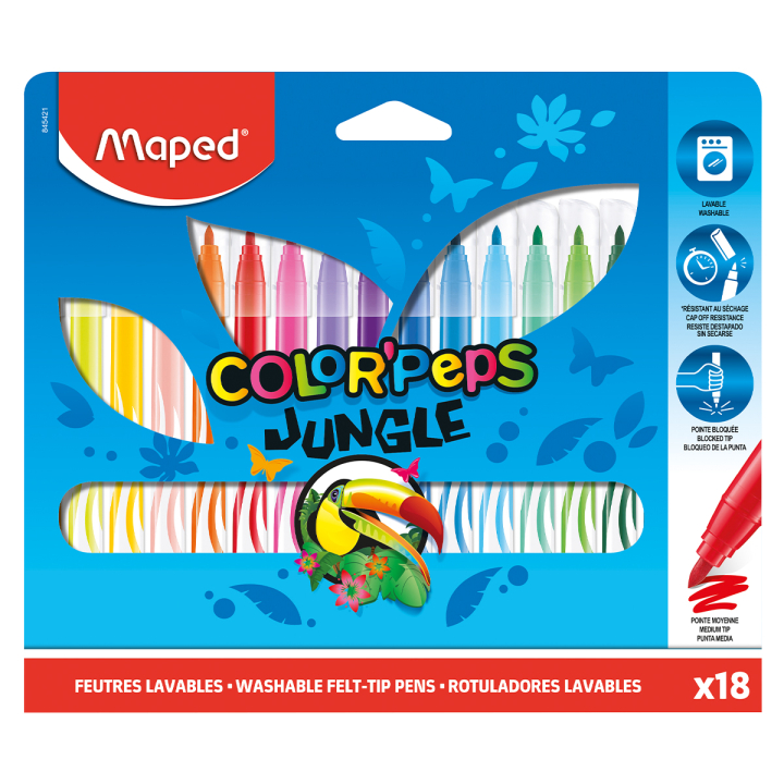 Läs mer om Maped Colorpeps Tuschpennor Jungle 18-pack