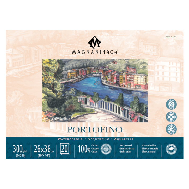 Läs mer om Magnani Akvarellblock Portofino 100% Bomull 300gx36cm 20 ark